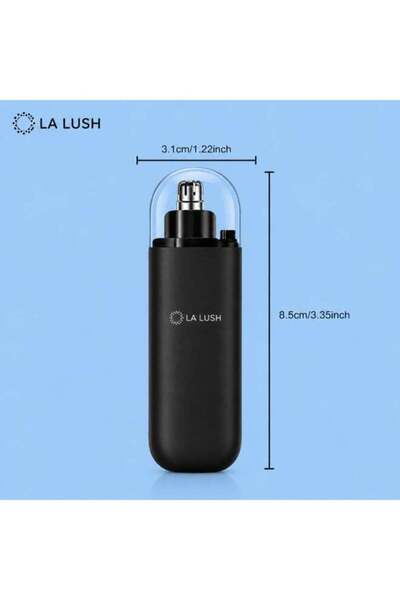 LA LUSH 2-in-1 Electric Ear & Nose Hair Trimmer for Men & Women, USB Rechargeable Facial Hair & Eyebrow Trimmer, Dual Detachable Heads, Portable Painless Grooming Shaver - Black