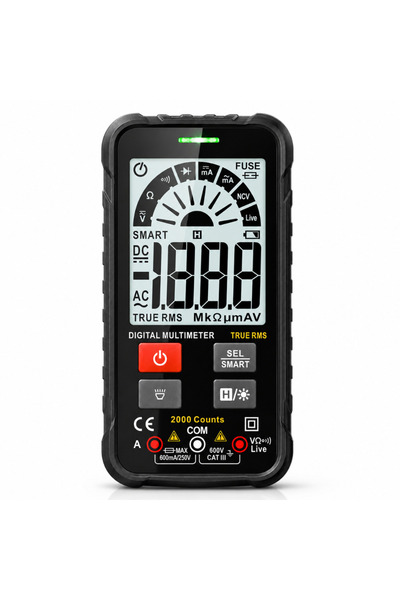Velixo Multimetru digital inteligent, True RMS, Ecran LCD mare, Curent AC/DC,...