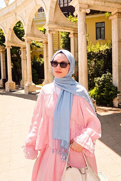 Silk Home Çift Taraflı İpek Şal Gök Mavisi