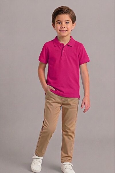 NACAR STORE Unisex Kids 2-Piece Combination Fuchsia Pink Short Sleeve Polo Co...