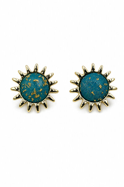 Jack Ferrero Trendy Yellow Color Sun Motif Turquoise Glitter Bijoux Earrings ...