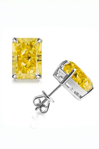 MEETMAY 18K Gold Plated S925 Silver Radiant Cut Earrings - 4ct 8x10mm Crushed...
