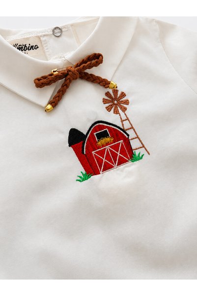 il mio bambino Handmade 100% Cotton Farm Concept Embroidery Work Baby Boy Shirt