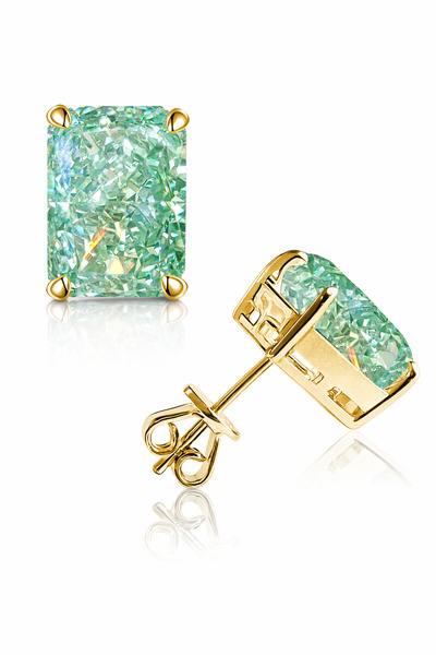MEETMAY 18K Gold Plated S925 Silver Radiant Cut Earrings - 4ct 8x10mm Crushed...