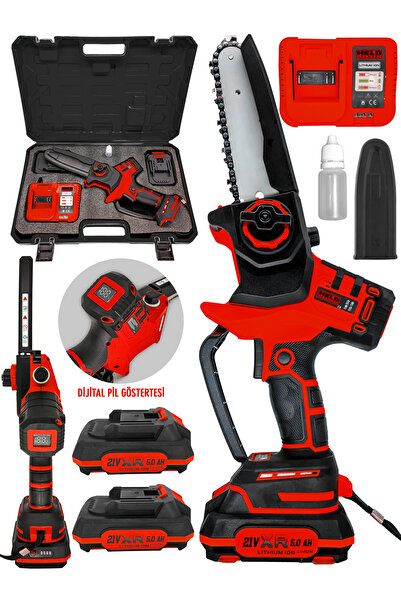 held power 21V XR 5.0 Ah Dijital Şarj Göstergeli Akülü Mini Dal Budama Tester...