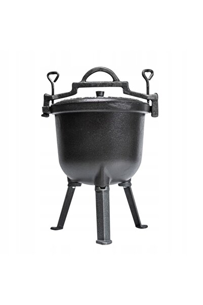 Emalia Rybnik Cazan din fontă de 4L, oală pentru foc de tabără, grill, cazan ...