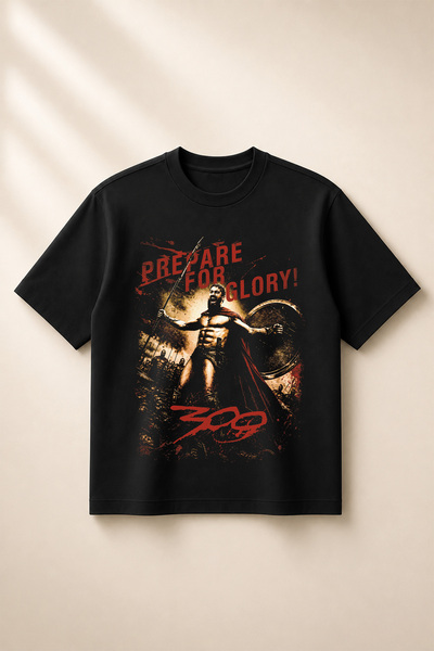 SVART WEAR Μπλουζάκι  "300 Spartans " με στάμπα, σε μεγάλο μέγεθος, φαρδιά γρ...