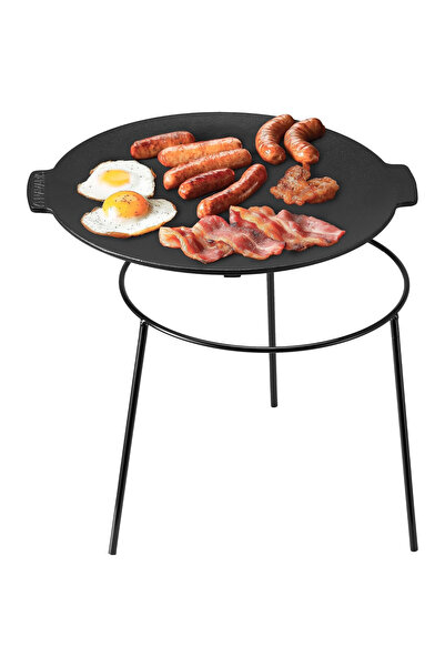 Navaris Placă de grătar, picioare detașabile, fontă, 34 cm, pentru grătar și ...