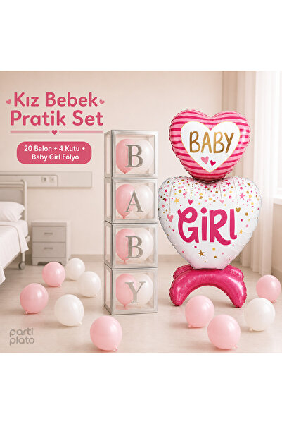 Marlon Balon Kız Bebek Hastane Odası Baby Shower Hoş Geldin Pratik Süsleme Se...