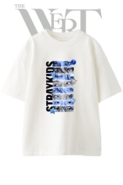 THEWERT Μπλουζάκι Stray Kids 2 με στάμπα σχεδίου, Unisex, λευκό, oversized