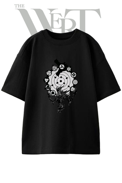THEWERT Naruto Susanoo dizajn, štampana unisex crna oversize majica