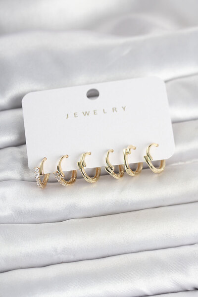 Mega Bazaar Brass Gold Color Botega Model Women's Earring Set