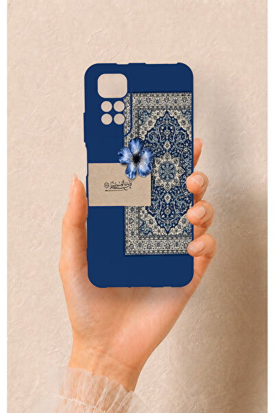 Vip Case Redmi Note 11S Uyumlu Mavi Etnik Halı Desenli Silikon Kılıf