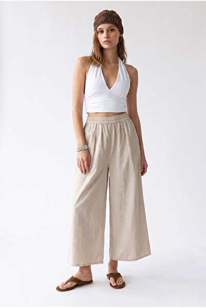 Mixray 4954 Pantaloni de damă cu talie înaltă și talie elastică, tip Palazzo,...