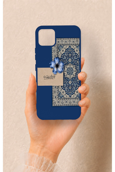 Vip Case حافظة سيليكون بنمط السجاد الأزرق العرقي المتوافقة مع هاتف Realme C11...