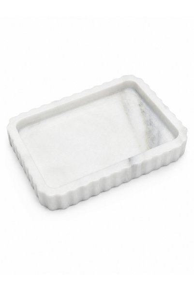 Modestmar Calacatta Mermer Flüt Sunum & Düzenleme Tepsisi – 15x20 cm