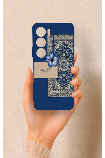 Vip Case Vivo Y19S Compatible Blue Ethnic Carpet Pattern Silicone Case
