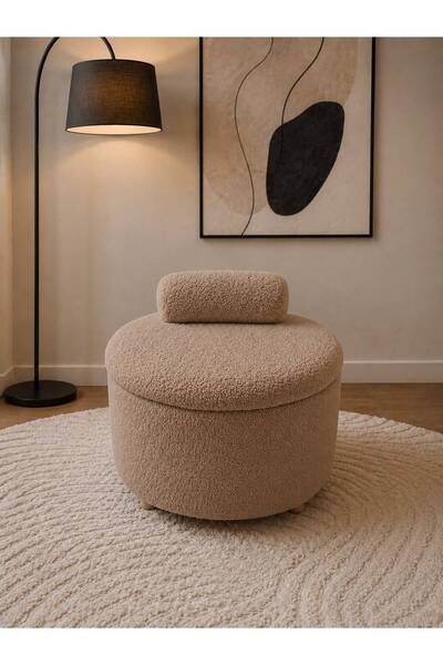 own home JÜPİTER SANDIKLI BERJER, TEDDY KUMAŞ KAPLAMALI AHŞAP AYAKLI MODERN B...