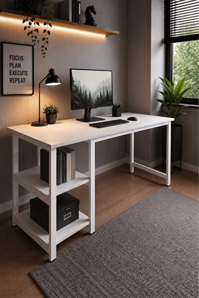reflekta 60x160 Büyük Boy Raflı Ofis Masası Çalışma Masası 4 Farklı Renk Seçe...
