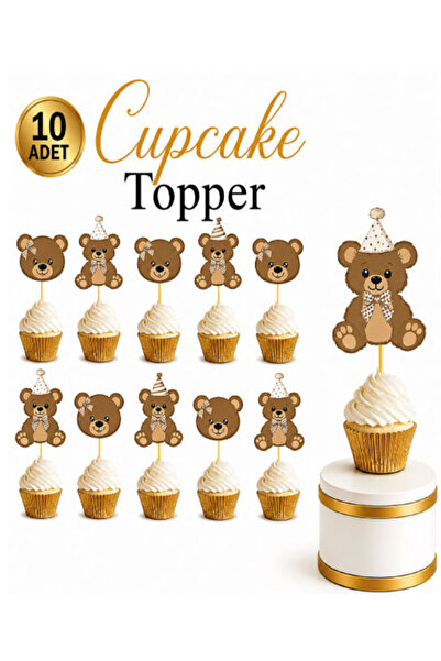 aşkın concept Sevimli AYICIK Cupcake Kürdanı Süsü Kürdan Teddy Bear 10 Parça