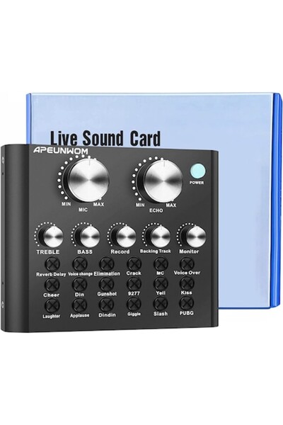 Unicra Placă de sunet V8, Bluetooth 5.0, mixer audio pentru streaming, contro...