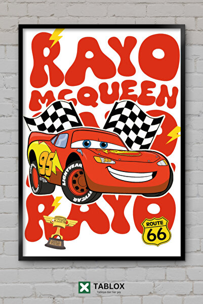 TABLOX Cars Lightning Mcqueen Movie Children's Wooden Framed Decorative Mdf P...