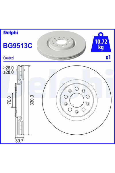 DELPHİ Set Discuri Frana Alfa Romeo Tonale Jeep Compass/Renegade Suv 2020-2022