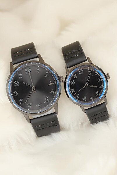 Mega Bazaar Smoked Color Metal Case with Black Leather Band Dear Watches