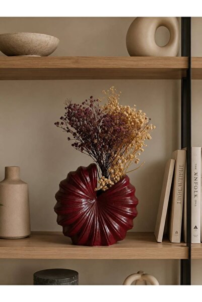jujü Bordo Dekoratif Vazo,Minimalist Ev Dekoru, salon dekoru, Ofis Çiçek Vazosu