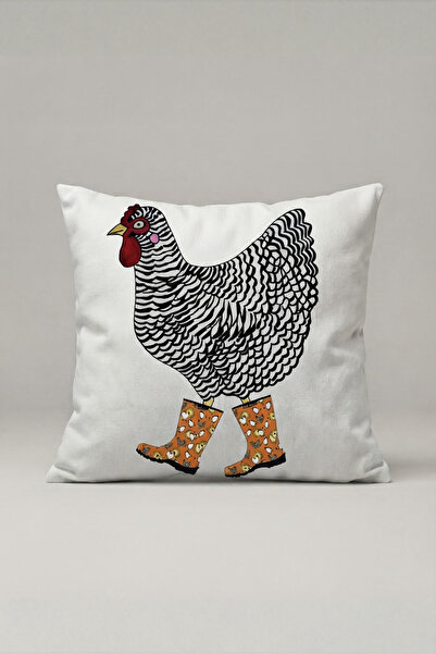 Generic Brand Black Chicken Orange Boots Patterned Throw Pillow Cover 322 – O...