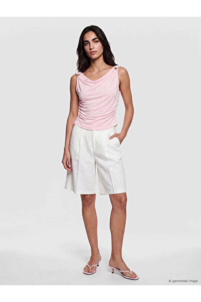 LC Waikiki White High Waist Women's Pleated Shorts