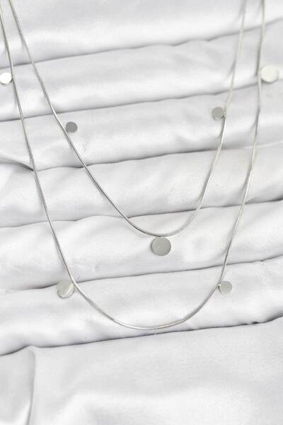 Mega Bazaar 316L Steel Chain Silver Color Sequin Women's Necklace