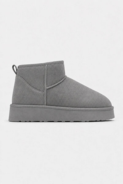 Sivarro Women's High Mini Classic Suede Winter Boots with Fur Inside - Gray