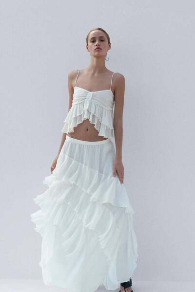 H&M Crinkled tiered skirt