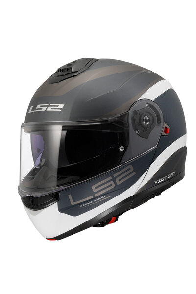 LS2 Strobe 2 Vıctory Çene Açılır Motosiklet Kaskı Mat Gri - Mavi - Kum