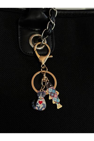 bijoux uniques Cat Fish Figure Bag Charm & Keychain