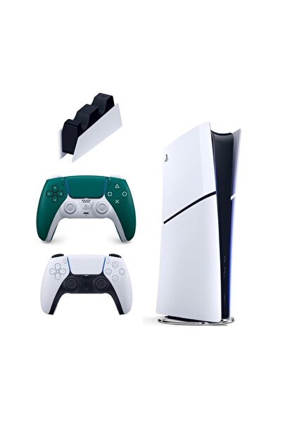 Sony Playstation 5 Slim dijital 825GB + 2.kol Dualsense Alpine Green + Şarj İ...