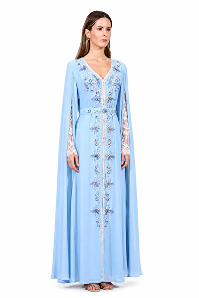 ELEGANZA LA MODE Baby Blue Moroccan Kaftan – ELM M 670