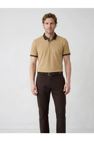 Kiğılı Gray Polo Collar Patterned T-Shirt