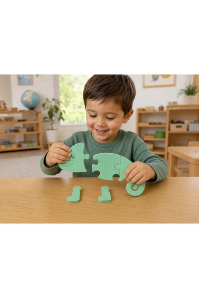 Verda Desing Montessori 3D Colorful Educational Puzzle Toy - Children's Puzzle Set with Chameleon Figure