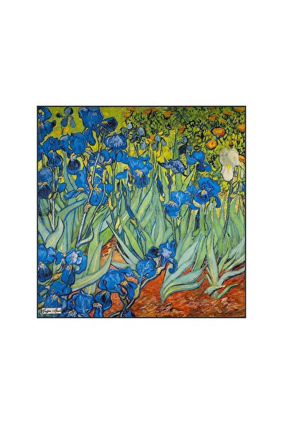 Çağrı İpek Iris Pattern Silk Handkerchief Scarf Dg9789-Orj