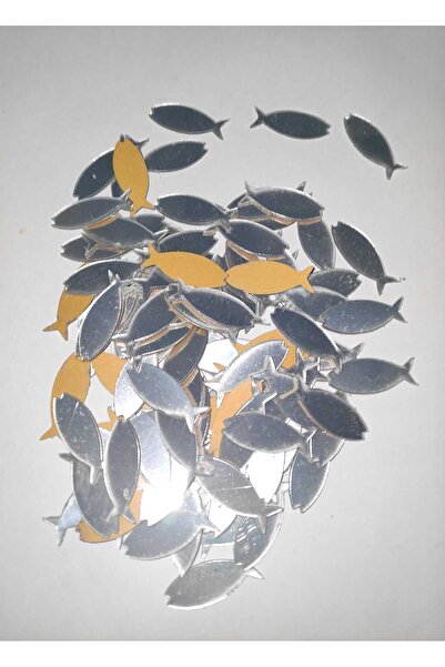 firdevsi hobi Dekoraktif Yapışkanlı Aynalı Pleksi Balık- 3 Cm - 50 adet