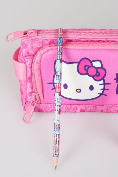 Hello Kitty x Dekomus "Heart Key Collection" Lisanslı Kalem Çantası ,Kurdele Tepeli Kurşun Kalem,Rok