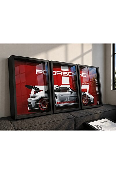 NOİRFRAM Porsche GT3 RS Premium Dekoratif Tablo | 40x50 & 40x65 cm | 8,5 cm D...
