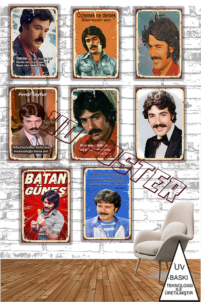HD POSTER Ferdi Tayfur Sözler Temalı 8 Adet 20 x 30 CM MDF Duvar Tablosu Yapı...