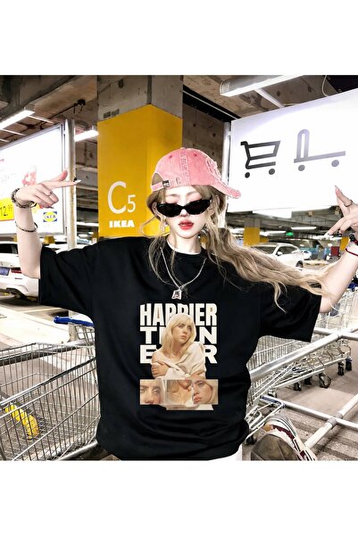 Minga London Μαύρο T-Shirt με στάμπα Happier Turn