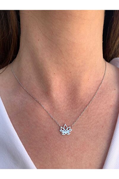 Maria's Ladybugs Lanț cu Figurină Floare de Lotus Argint suflat cu aur roz