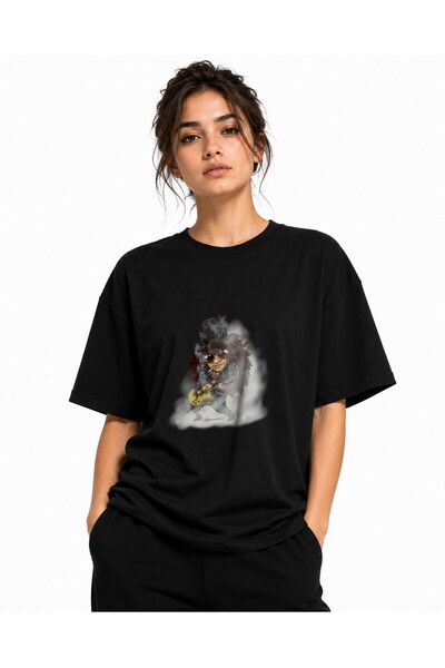 Inscriptie Tricou Unisex Bumbac Premium Casual " Slash gun n roses cartoon "