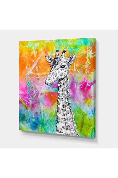 OEM Tablou decorativ pe pânză, model girafă, 70x110 cm, pânză/lemn, multicolor