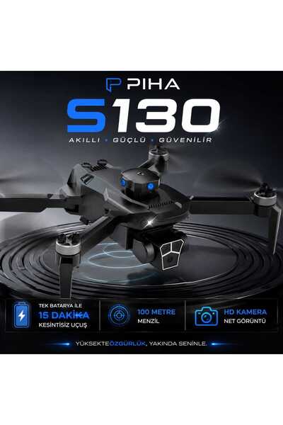 piha S130 Fırçasız Motor 2Batarya&30Dakika Uçuş 720P Çift Kamera Engelden Kaç...